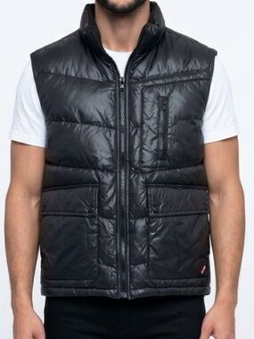 Edwin Men's Black Puffer Vest Size M‎ Sleeveless Casual Lightweight